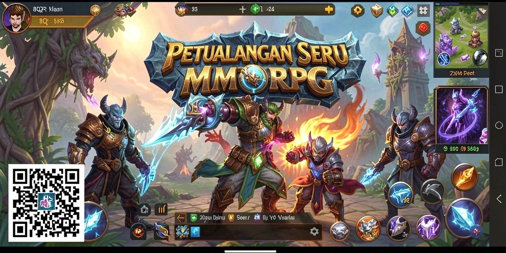 Screenshot 8QR menampilkan aksi pertempuran MMORPG yang menegangkan.