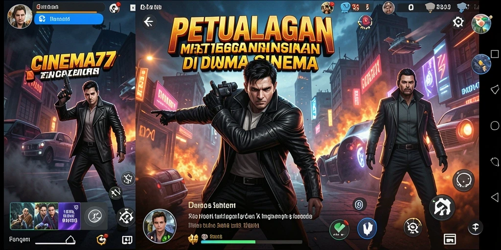 Tampilan gameplay yang menarik dan penuh aksi dari CINEMA77.
