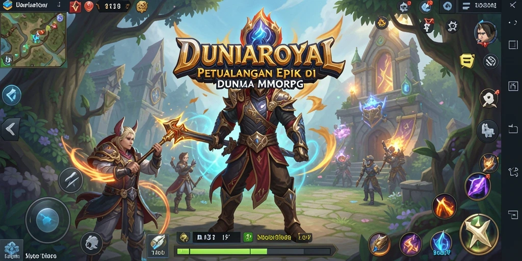 Screenshot gameplay DUNIAROYAL menampilkan aksi pertempuran seru di dunia MMORPG.