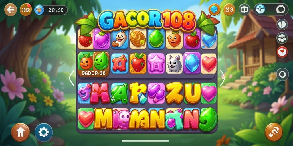 Tampilan gameplay GACOR108 yang penuh warna dan menantang.