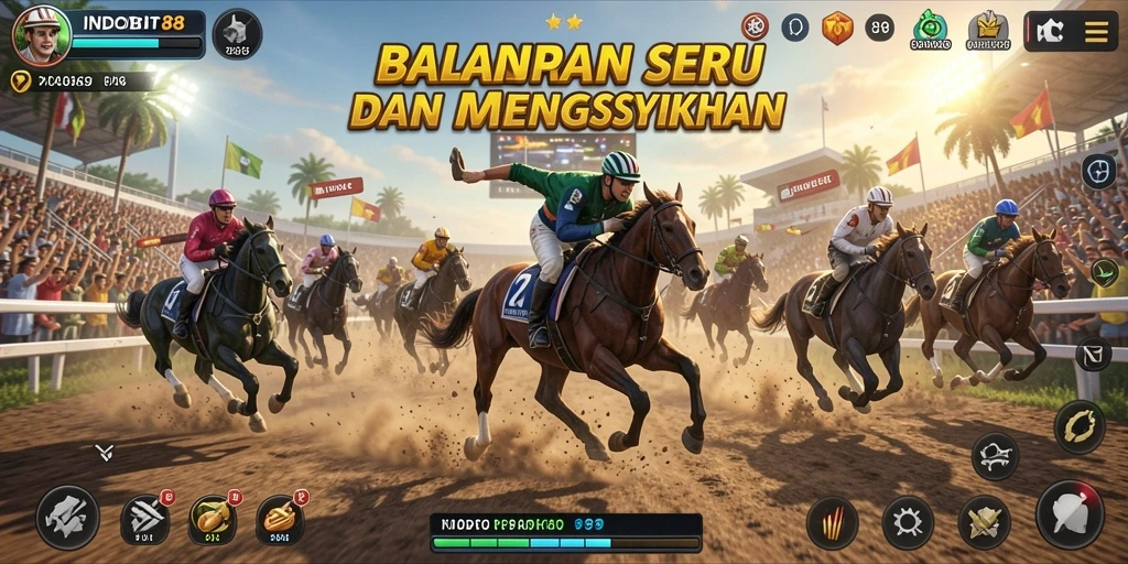 Tampilan menakjubkan dari gameplay Racing di INDOBIT88.