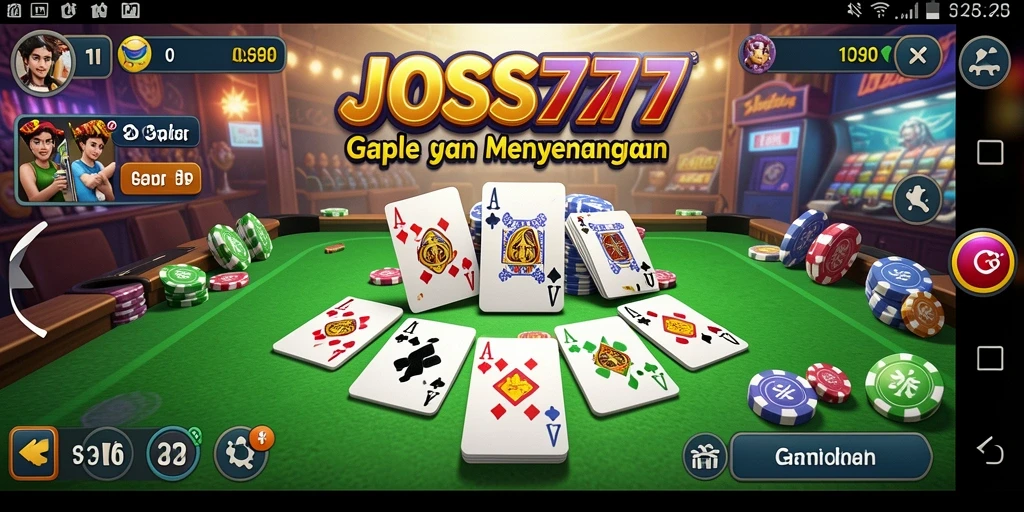 Gameplay seru JOSS777 dalam permainan Gaple yang menarik dan interaktif.