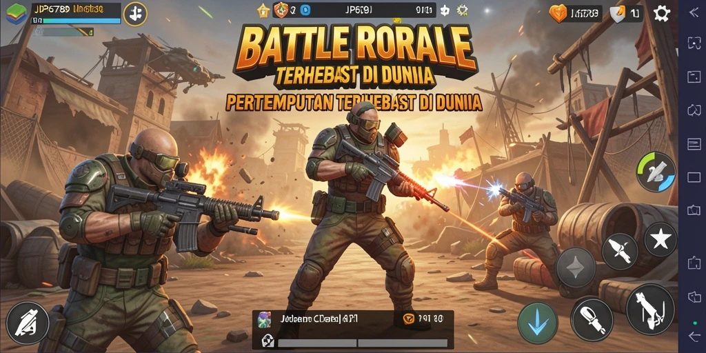 Gameplay JP6789 menegangkan dengan aksi Battle Royale yang seru.