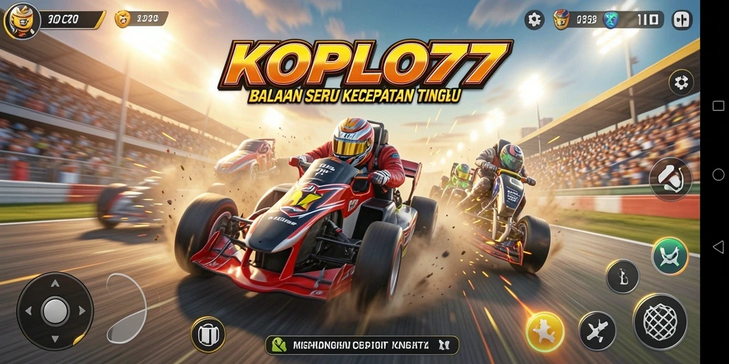 Tampilan gameplay KOPLO77 yang mendebarkan di trek balap.