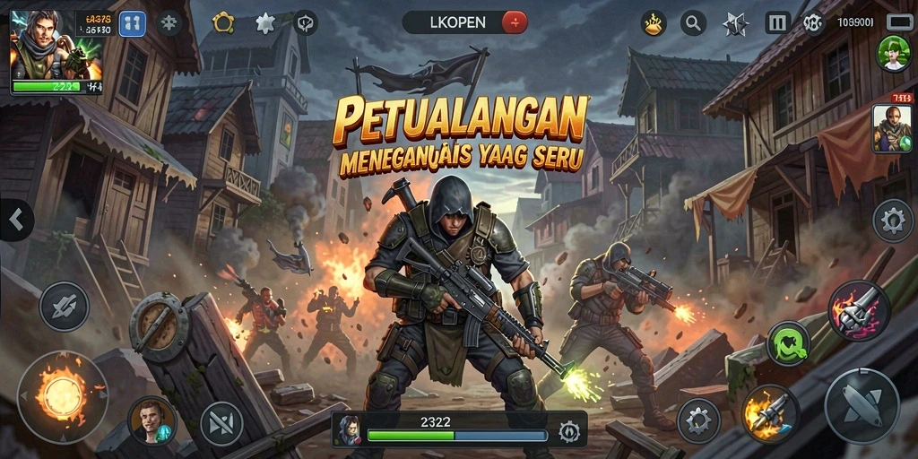 Screenshot utama LKOPEN menampilkan gameplay seru dalam misi petualangan.