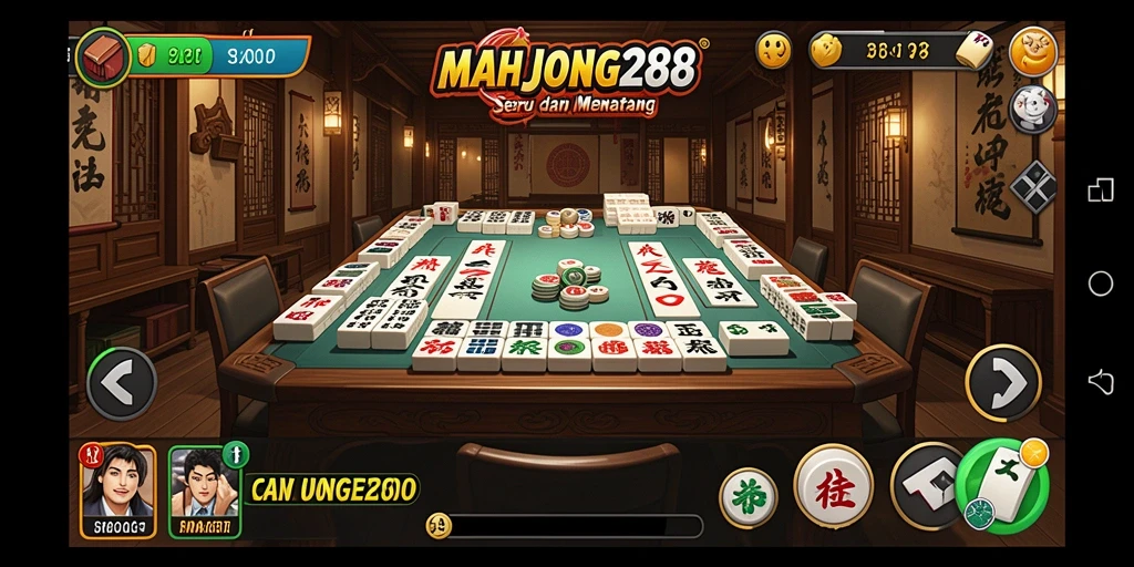 Tampilan gameplay seru di MAHJONG288 saat menyelesaikan level.
