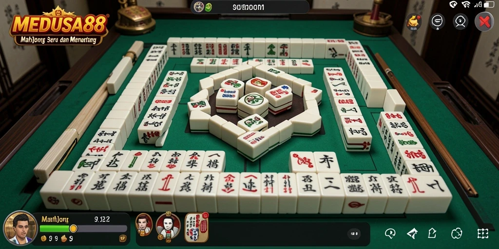 Tampilan gameplay menarik dari MEDUSA88 dengan tile Mahjong.