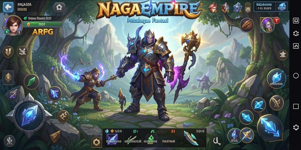 Tampilan gameplay NAGAEMPIRE yang menakjubkan dan dinamis.