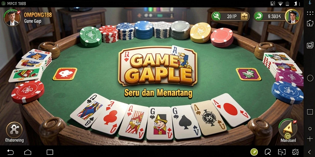 Gameplay seru OMPONG188 dengan suasana permainan Gaple.