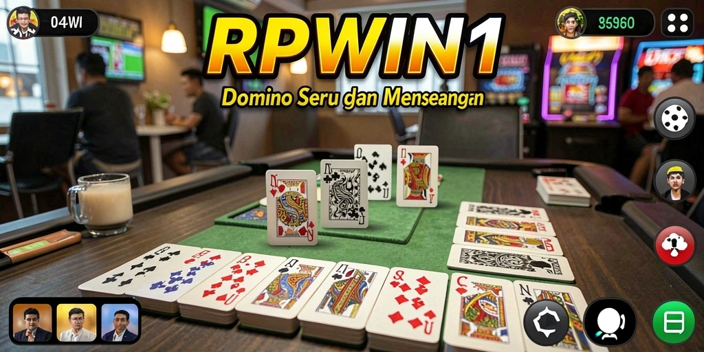 Screenshot utama RPWIN1 menampilkan aksi seru permainan Domino.