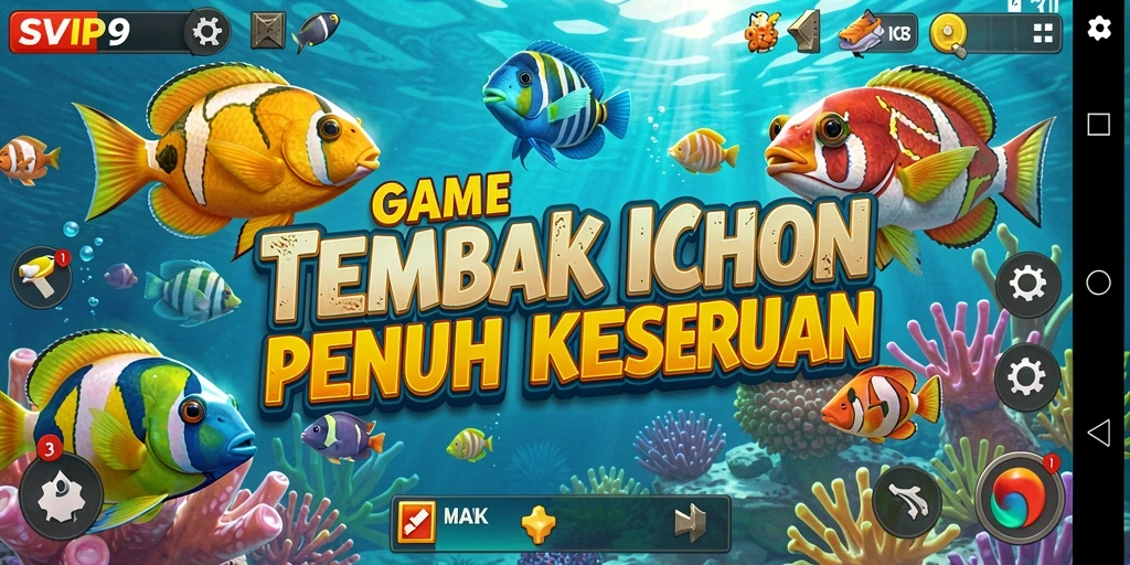 Tangkapan layar menunjukkan aksi menembak ikan yang seru dalam SVIP9.
