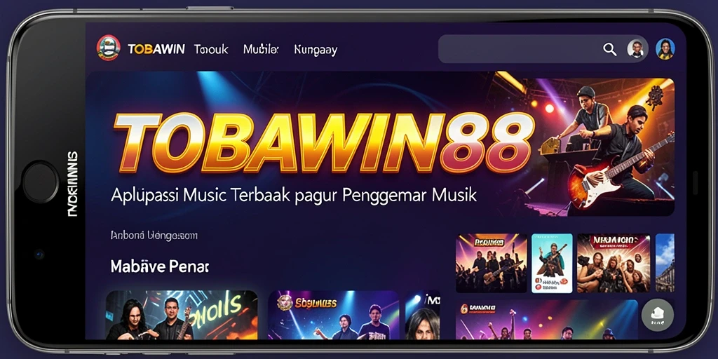 Screenshot utama TOBAWIN88 menampilkan antarmuka aplikasi musik yang menarik.