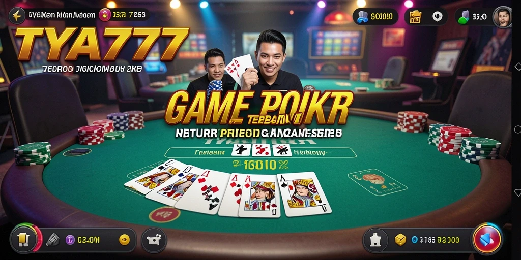 Tangkapan layar utama TYA777 menampilkan gameplay poker yang intens.
