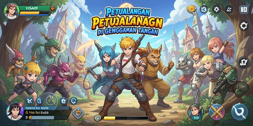 Screenshot gameplay menampilkan pertempuran seru dengan karakter Anime.