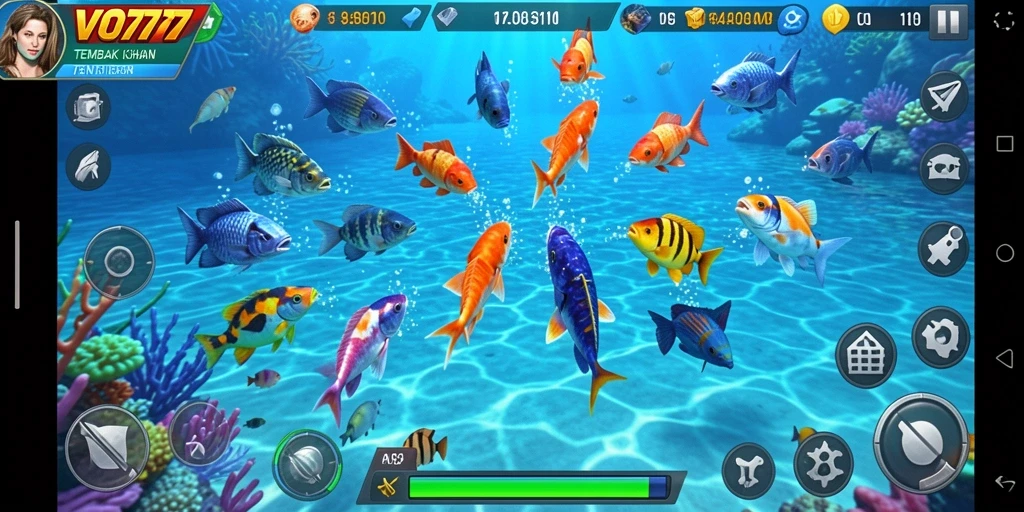 Tampilan seru game VO777 dengan ikan beragam yang siap ditangkap.